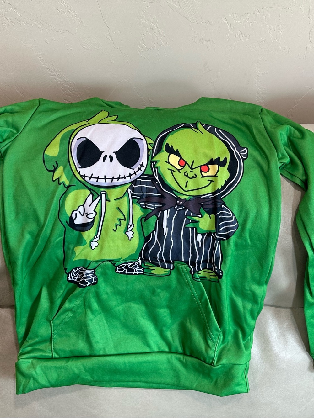Jack Skellington and The Grinch hoodie sweatshirt-XS